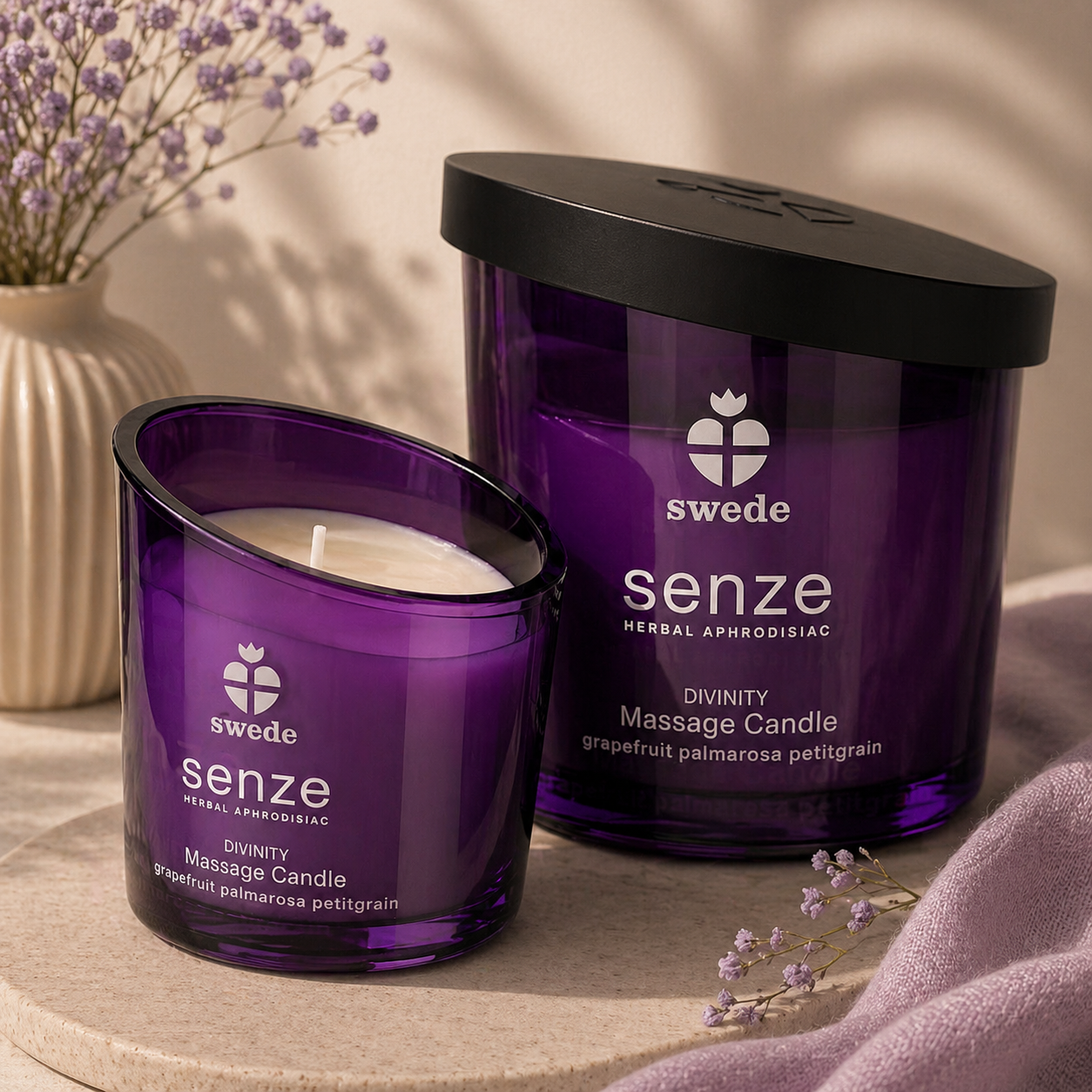 Swede – Senze Divinity Massage Candle with Grapefruit, Palmarosa & Petitgrain Notes