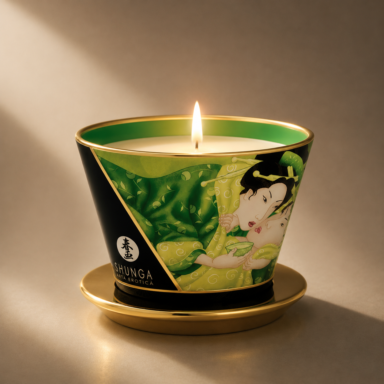 Shunga Mini Caress - lumânare premium pentru masaj, ceai verde