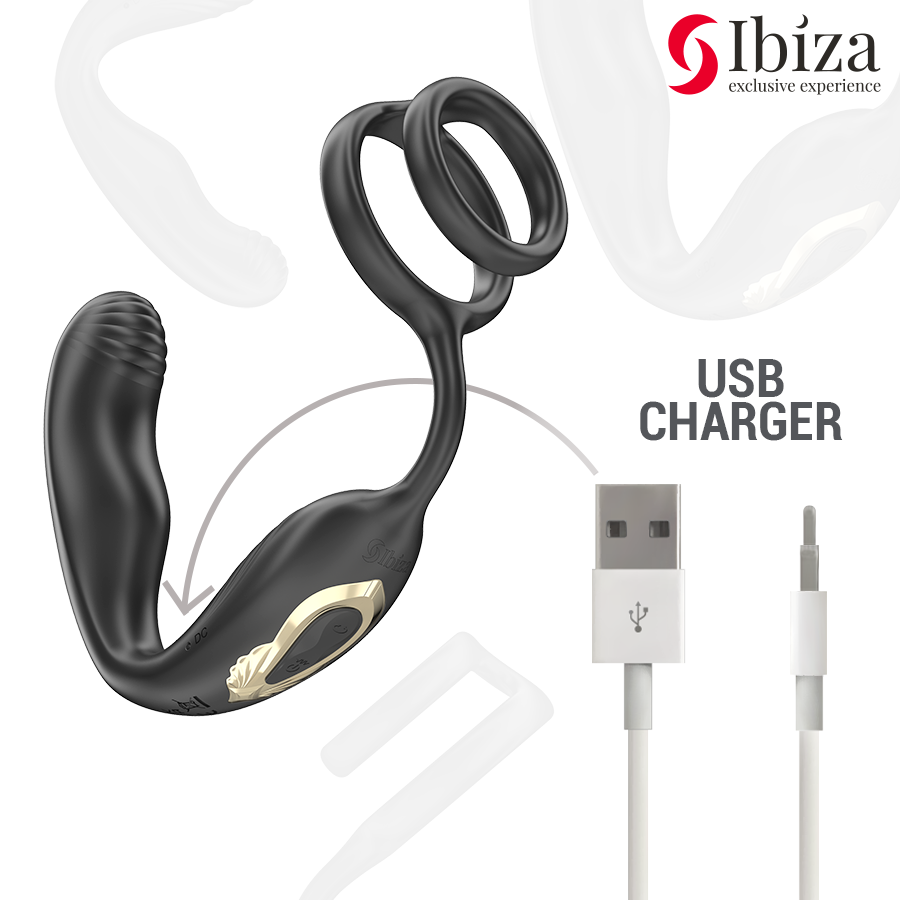 IBIZA – WIGGLE Remote-Controlled Rotating Anal Plug with Perineal Vibration & Support Rings