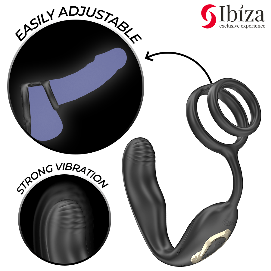 IBIZA – WIGGLE Remote-Controlled Rotating Anal Plug with Perineal Vibration & Support Rings