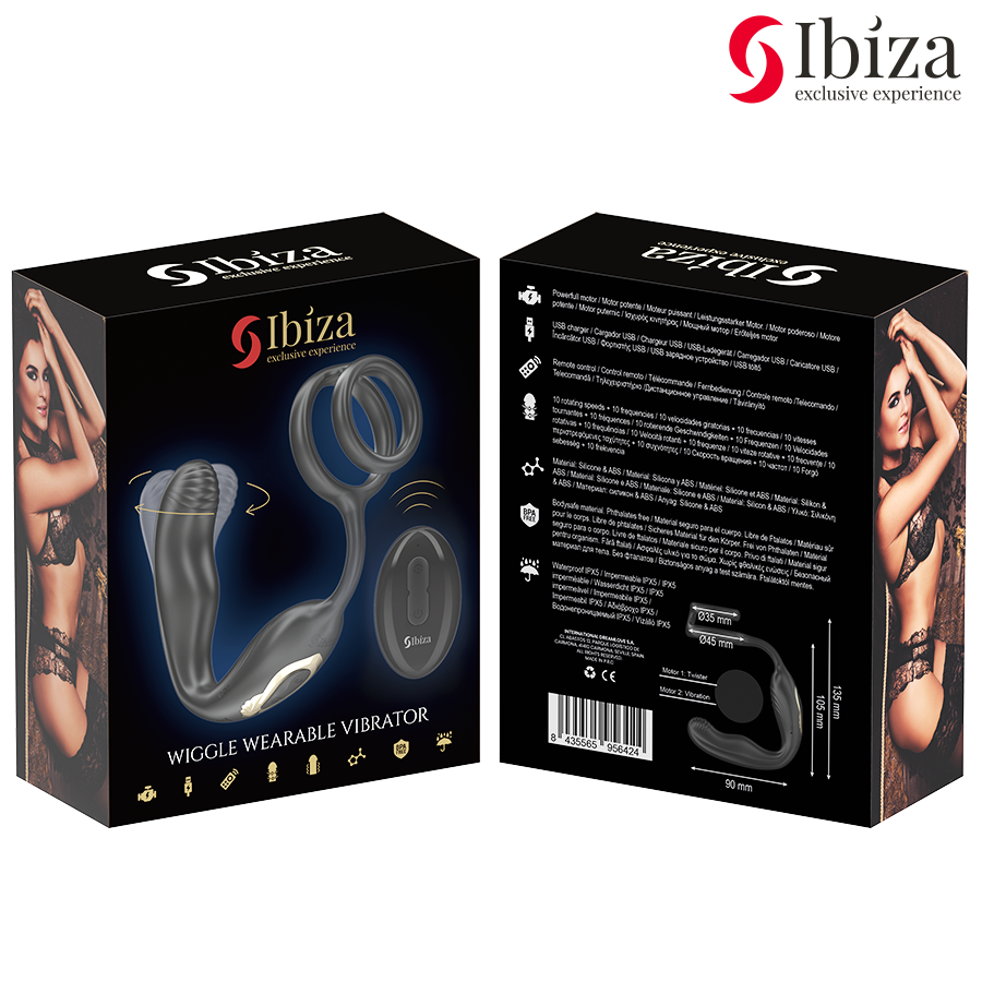 IBIZA – WIGGLE Remote-Controlled Rotating Anal Plug with Perineal Vibration & Support Rings
