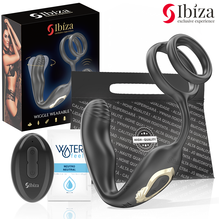 IBIZA – WIGGLE Remote-Controlled Rotating Anal Plug with Perineal Vibration & Support Rings