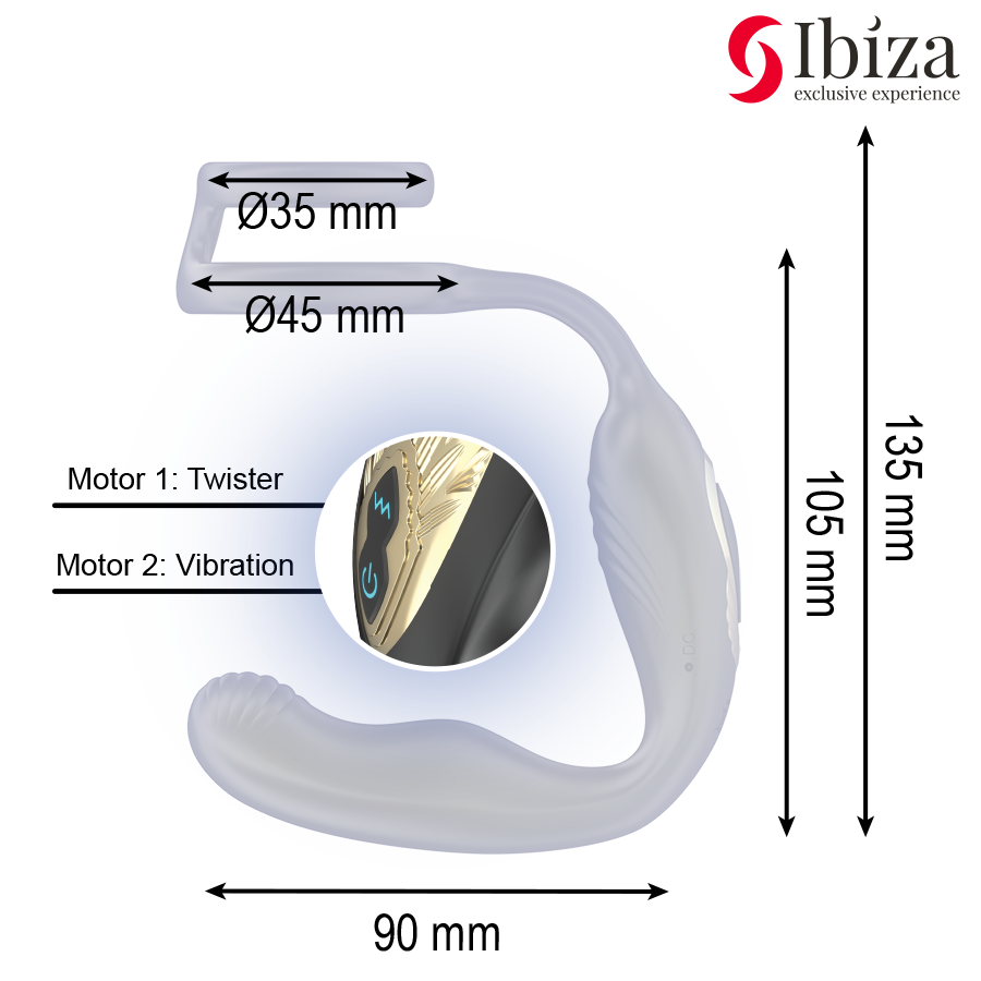 IBIZA – WIGGLE Remote-Controlled Rotating Anal Plug with Perineal Vibration & Support Rings