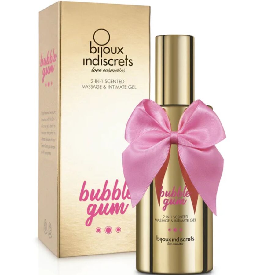 Bijoux - gel parfumat 2 în 1 pentru masaj sau lubrifiant, aromă bubblegum și căpșuni 