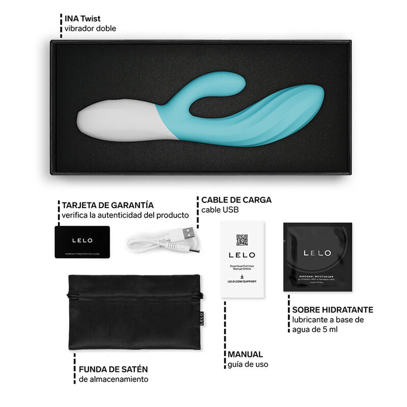 LELO Ina™ Twist – vibrator dublu pentru stimulare delicată a G-spotului și clitorisului, Blue