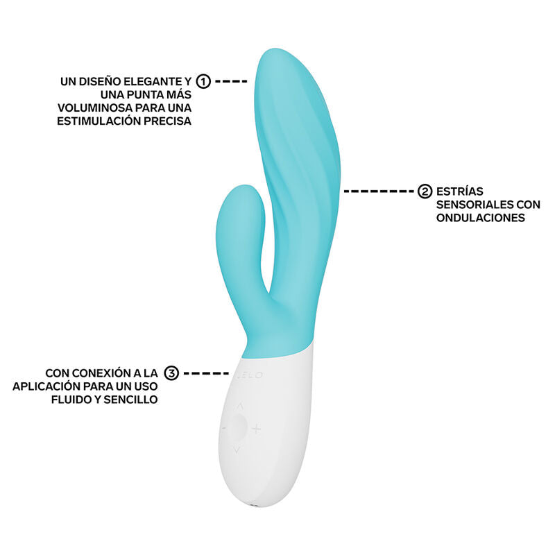 LELO Ina™ Twist – vibrator dublu pentru stimulare delicată a G-spotului și clitorisului, Blue