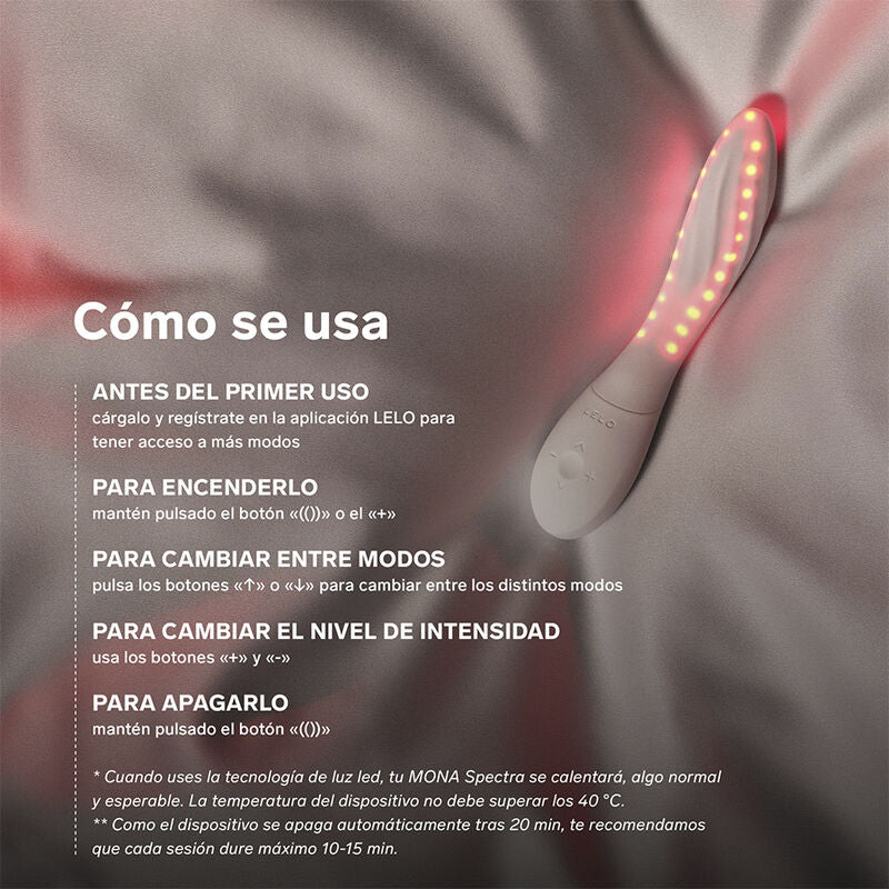 Lelo Mona Spectra – stimulator intim premium cu tehnologie red light, control prin aplicație și reîncărcare USB