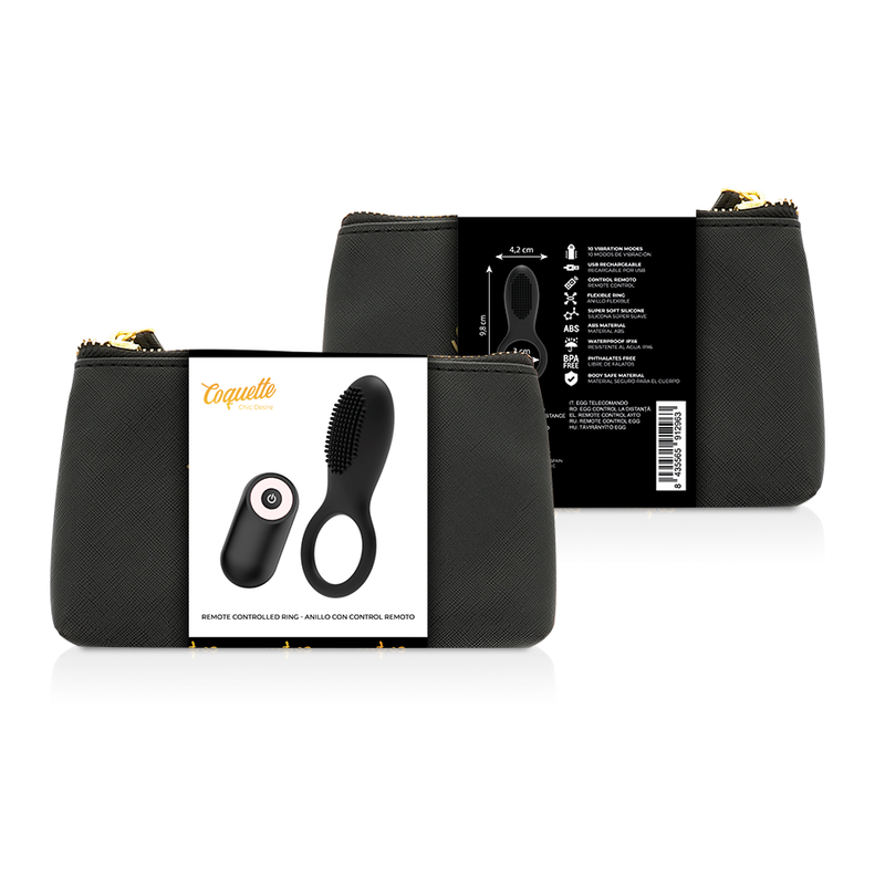 Coquette Chic Desire – Rechargeable Remote Ring, Black & Gold